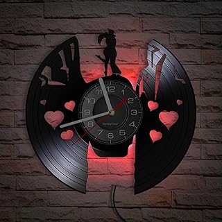 FTYYSWL L'Amore sconfigge Tutto Orologio da Parete retrò Innamorato Coppia abbracciata Che Si bacia su Una scogliera Orologio da Parete in Vinile Decorazioni per la casa Regalo per l'amato