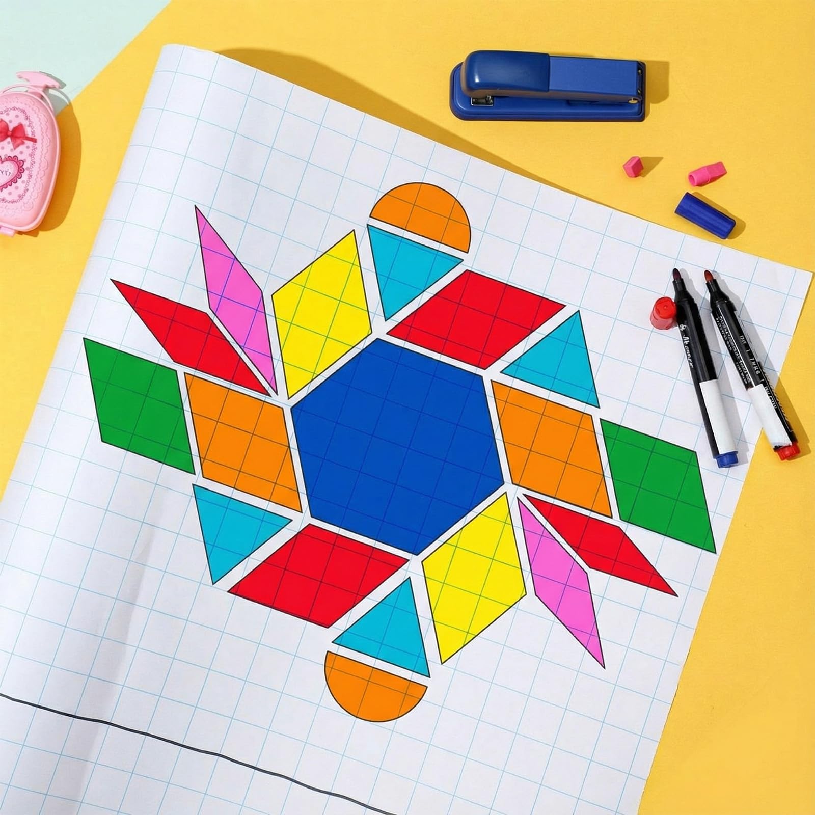 Jetec 2 rotoli di carta millimetrata, carta a quadretti grandi, rotolo di carta a griglia con griglia da 2,5 cm per casa, scuola, classe, forniture didattiche, regali per bambini, studenti, 19,7 x 60