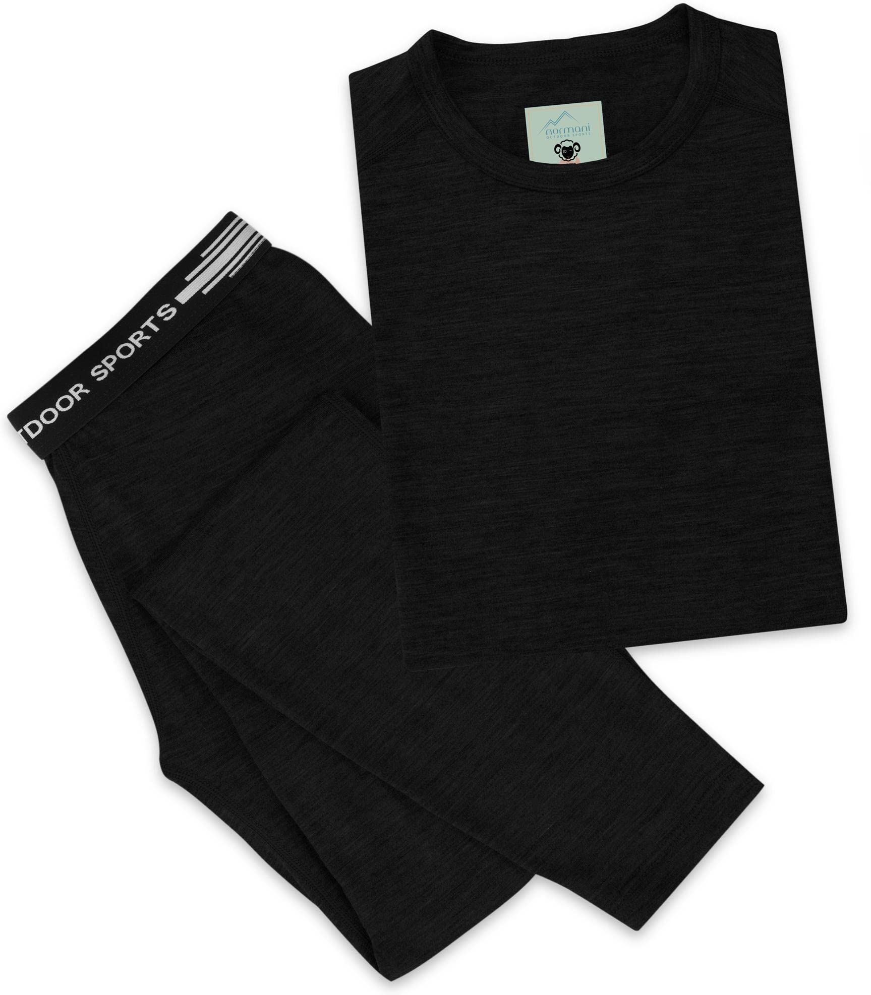 normani Kinder Merino Thermounterwäsche aus 100% Bio-Merinowolle Sportunterwäsche Ski-Funktionsunterwäsche Winter Ski-Set Langarmshirt und Unterhose für Jungen und Mädchen