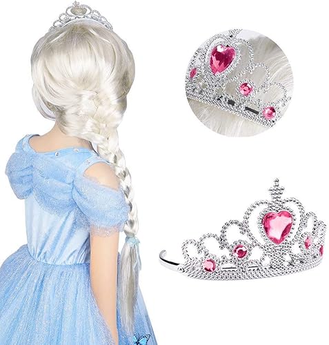 Miniatura 32 de Vicloon Princess Dress Up Accessories, 2PCS Princess Crown and Wands for Little Girls, Jewelry Toy Gifts Set Christmas Azul,Azul, rosa