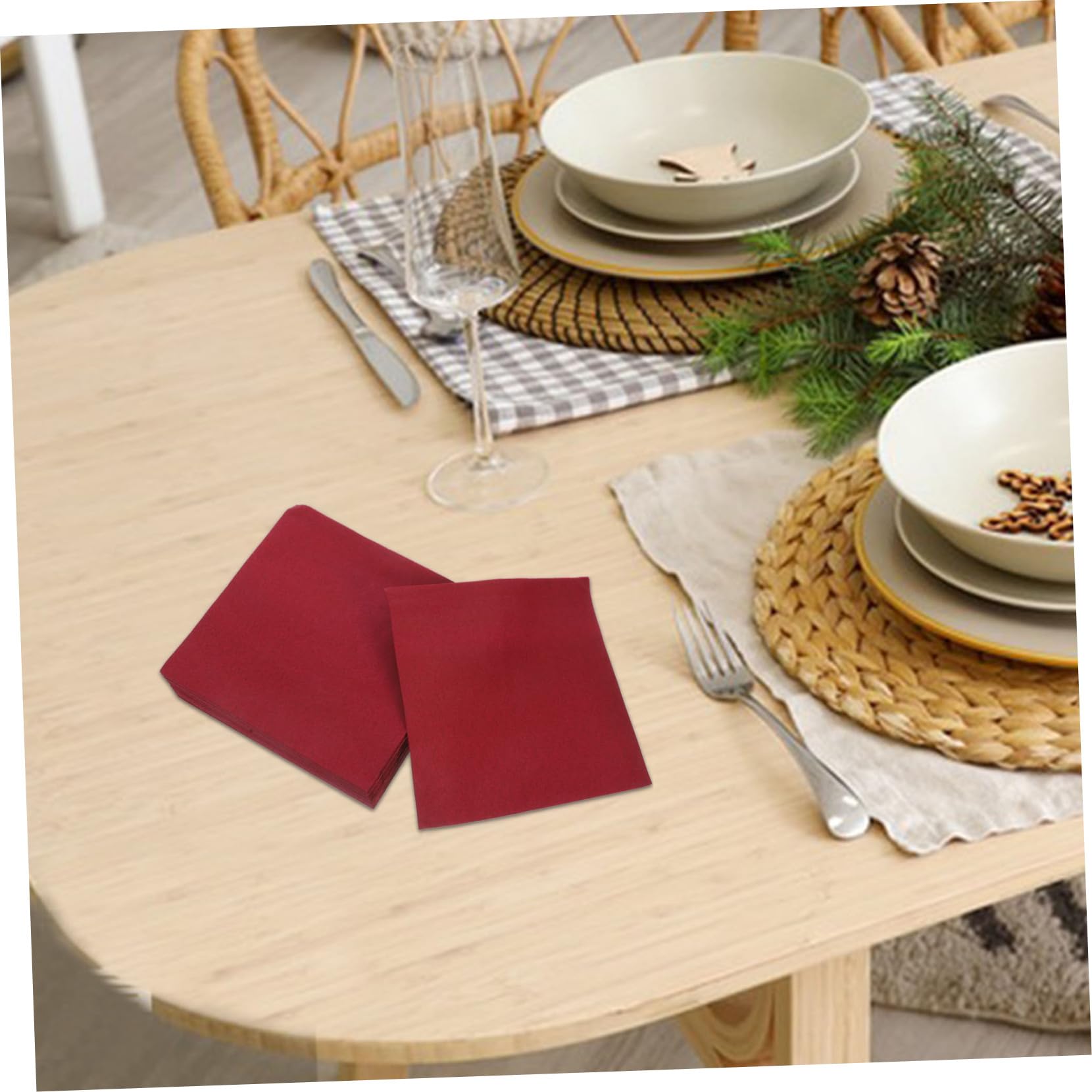 BESTYASH 50 Servilletas Desechables de Pulpa de Madera Reciclables y Absorbentes para Cocina y Bar en Color Rojo Oscuro Adecuado para Bodas y Fiestas