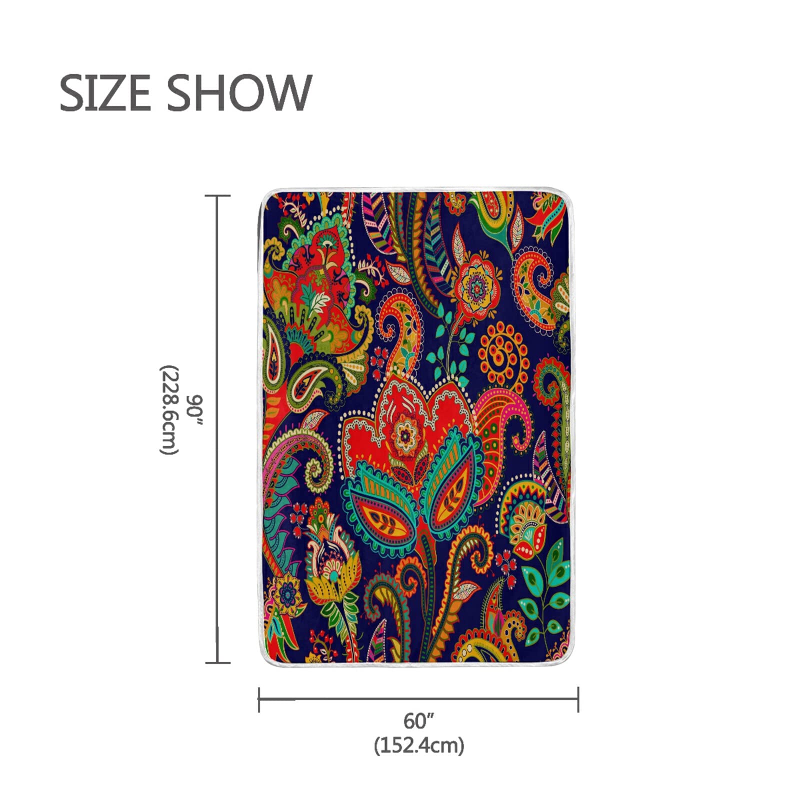 COZYhome - Coperta etnica con motivo floreale cachemire e fiori morbidi, coperta in pile, calda e soffice, per divano, camera da letto, viaggi, 150 x 230 cm