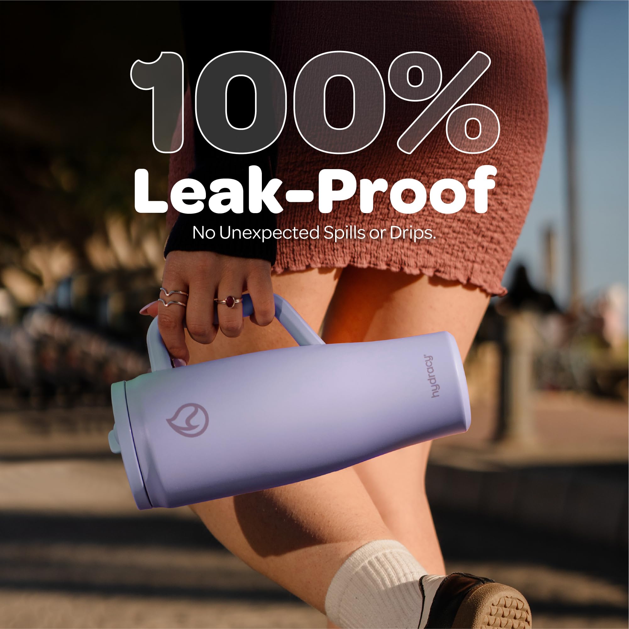 Hydracy Soulmate Bicchiere termico da 1,18 L con manico e cannuccia retrattile - Tazza isolante riutilizzabile a prova di perdite al 100% con cannuccia in acciaio inossidabile - Lilac Haze