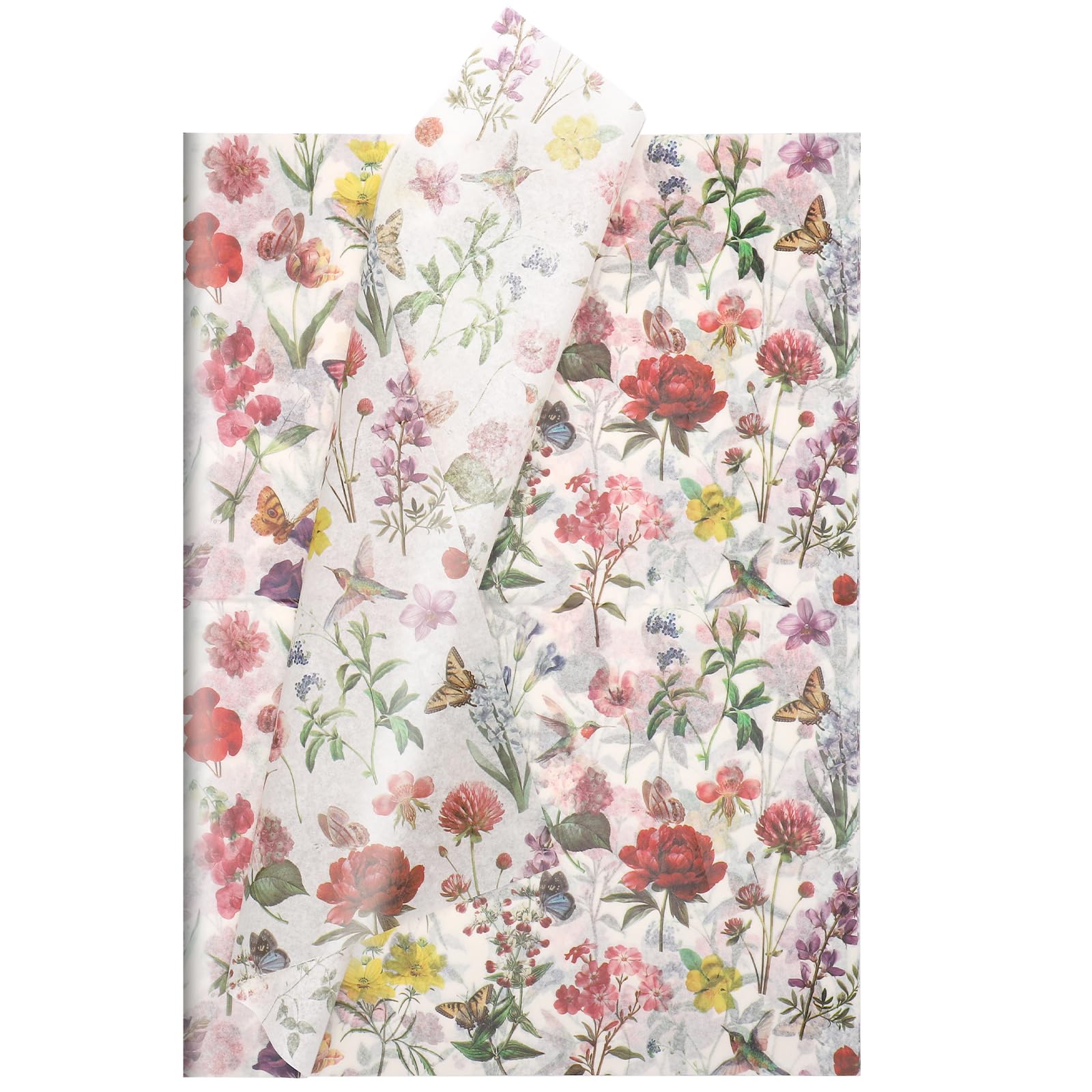 woric 50 Sheets Floral Tissue Paper, 50 * 35cm Retro Wildflower Tissue Paper Gift Wrapping Tissue Paper Sheets for Packaging Wedding Tea Party Birthday