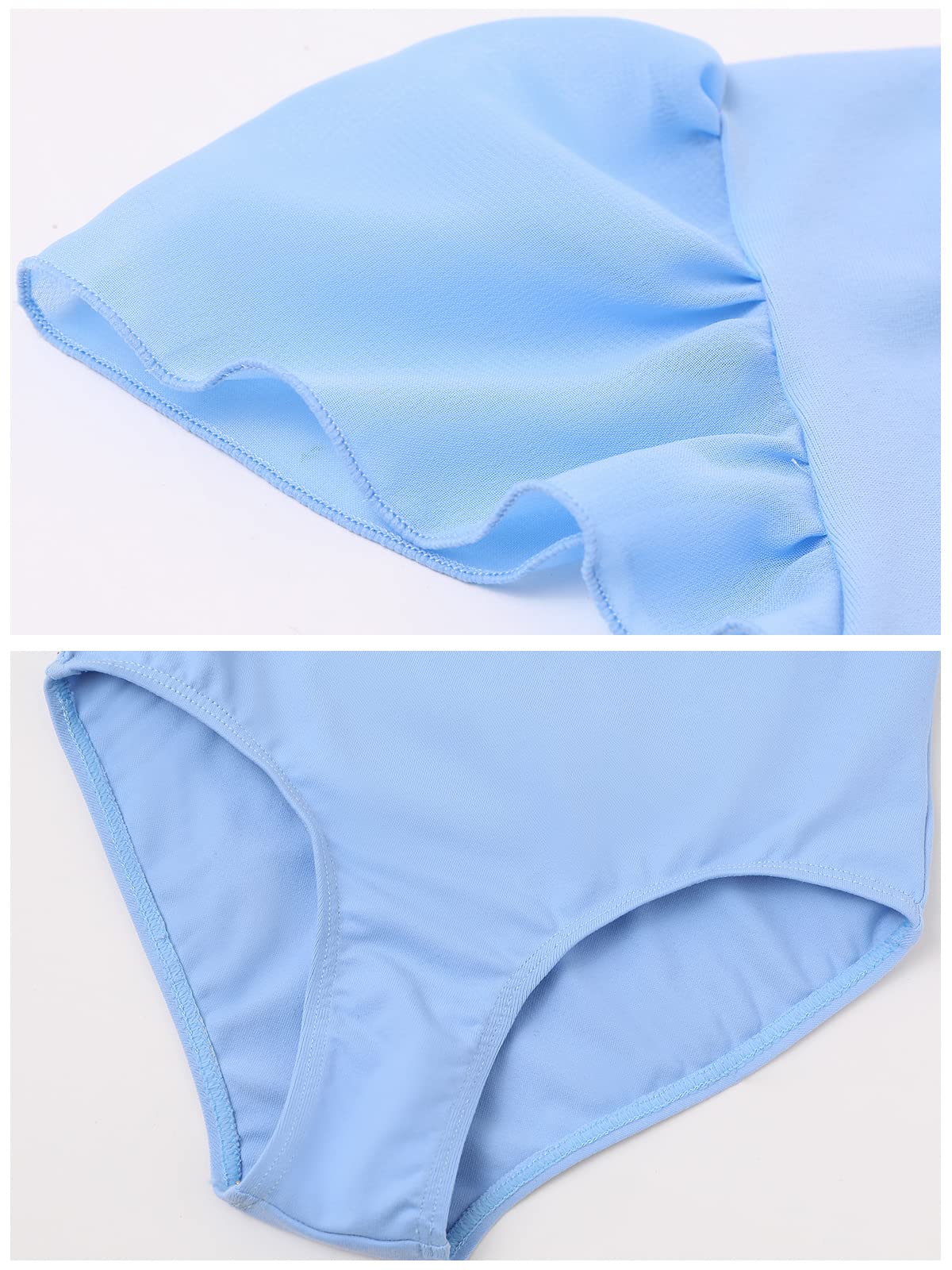 Bezioner Body Danza Classica Bambina Body Ginnastica Artistica Bambina Ballet Leotard Manica a Sbuffo per 3-12 Anni