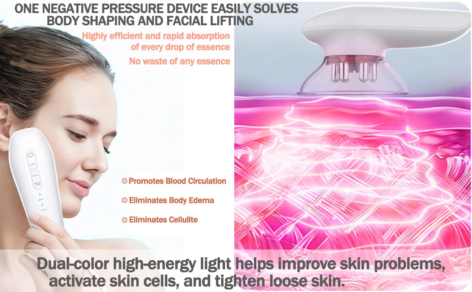 Sculpiflex Kit 2026 3 en 1 Dispositivo de Celulitis con Tecnología de Esculpir, Removedor de Grasa Eléctrico, Eliminación de Celulitis y Estrías para Cara, Vientre, Masajeador con Ventosas