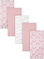 Vista 1 de Gerber Niñas Manta de Flanela 100% Algodón para Recién Nacidos, Bebés y Niños Pequeños, Swaddle, Arcoíris Rosa, Paquete de 5