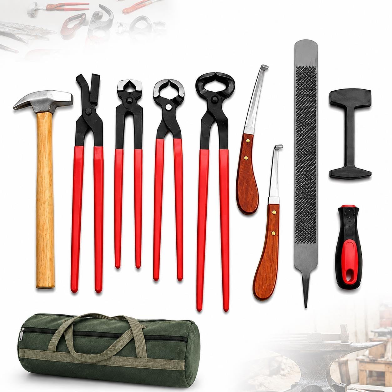 Kit De Herramientas Recortar Pezuñas Caballo,Suministros Herrador 9 Piezas