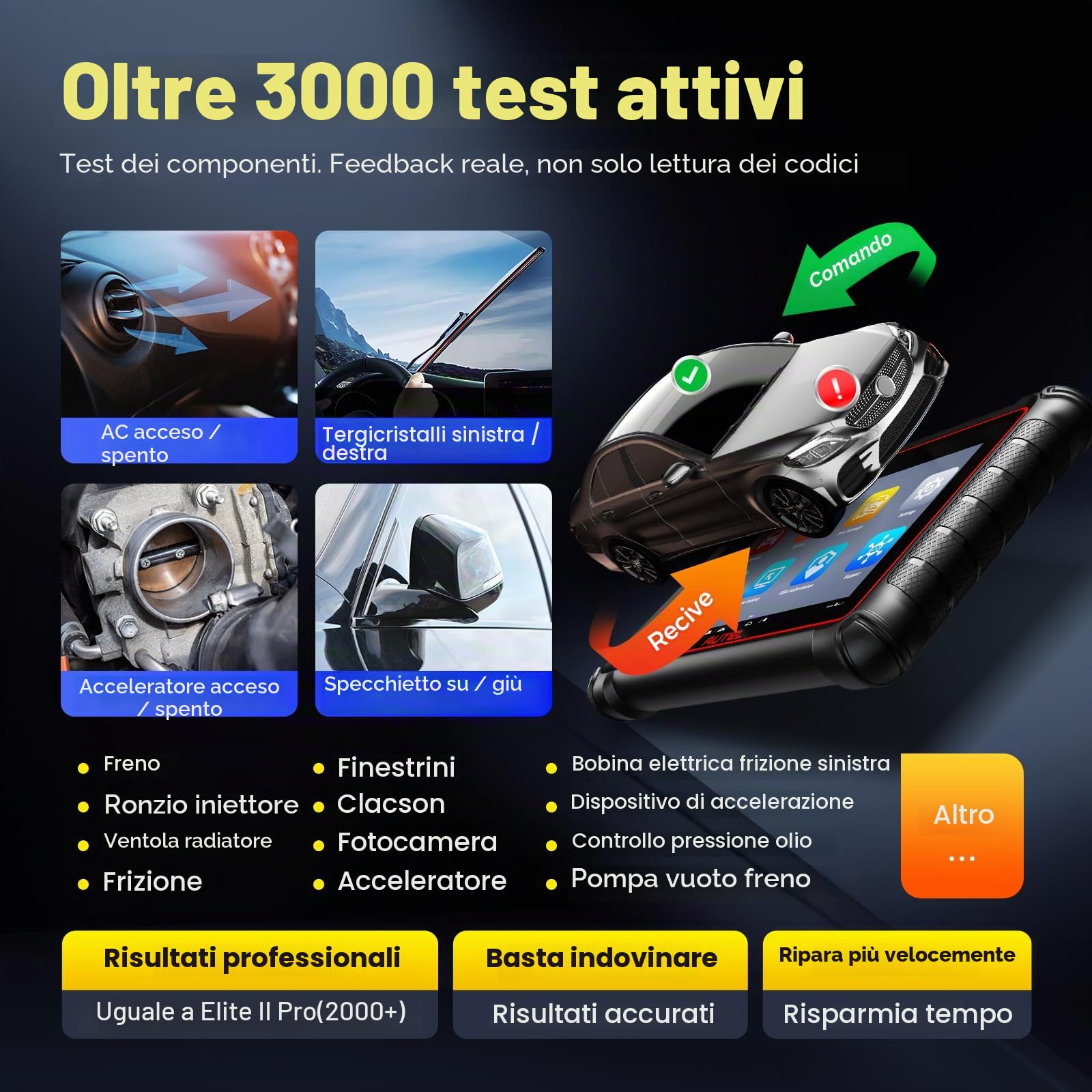 Autel MaxiCOM MK900 OBD2 Auto Diagnostica: 2026 come MK900BT Scanner, Aggiornato MX900 MX808S MK808BT Pro MK808S MK808Z Bidirezionale Diagnosi Auto, CANFD&DOIP, 3000+ Test Attivi, 40+ Servizio, 11 OS
