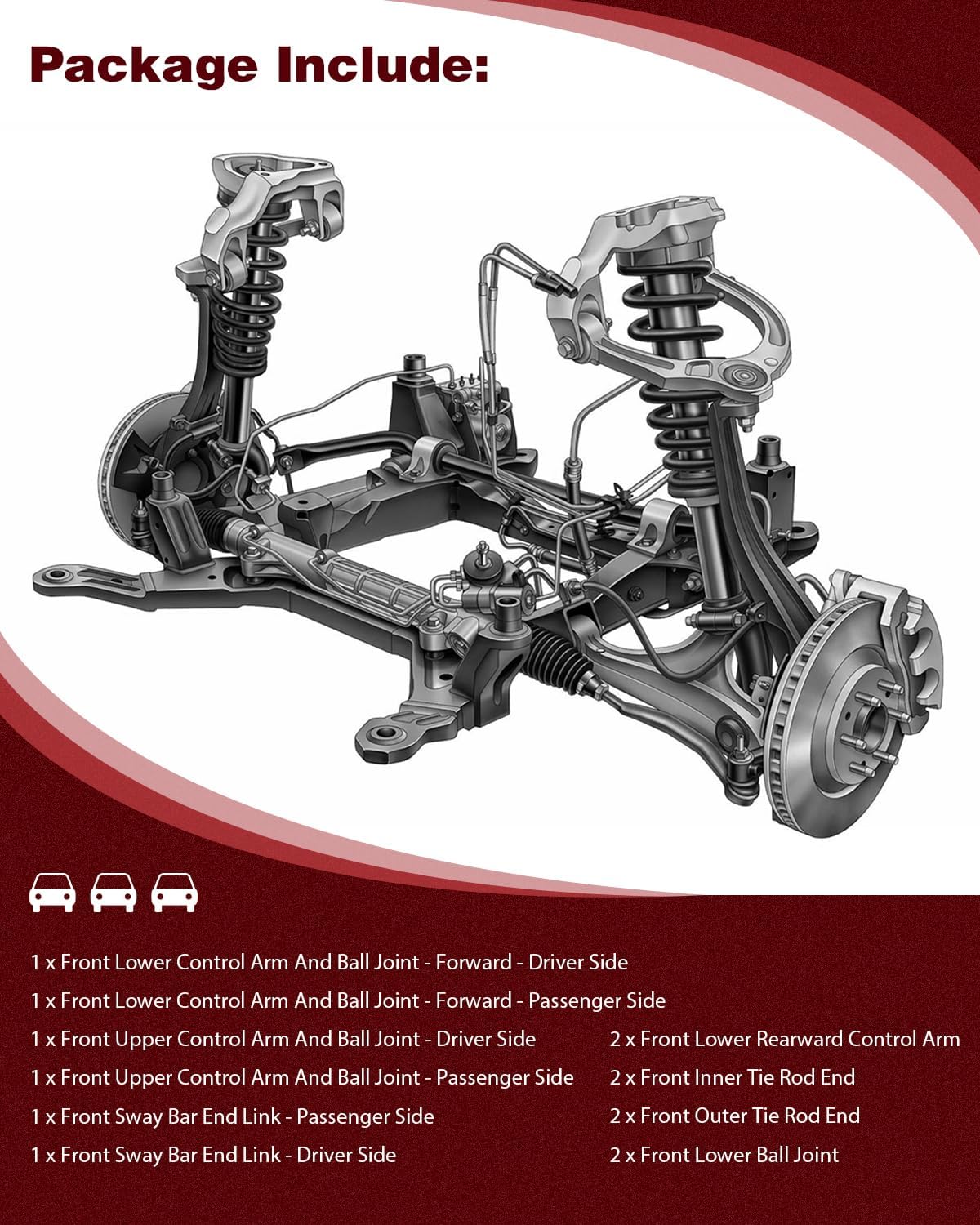 Front Lower Control Arm And Ball Joint Fit for Dodge Charger 2006-2010 for Chrysler 300 2005-2010 for Dodge Magnum 2005-2008, Tie Rod End Sway Bar End Link (14Pcs RWD)