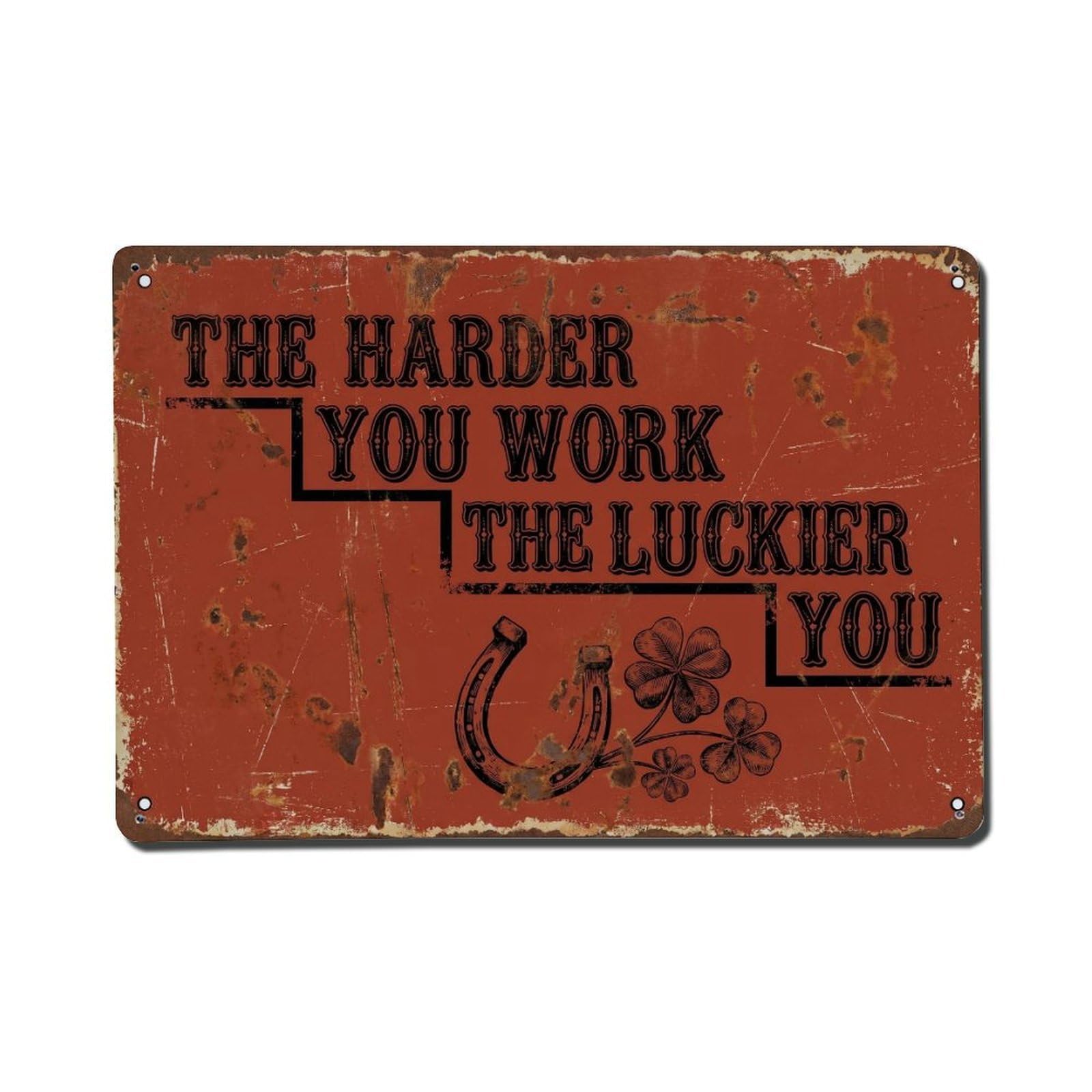 Harder Work Luckier Hustle Retro Motivational Slogans 2 Metal Tin Sign Plaque Wall Decor for Cafe, Club Bar, Office, Home Garden Metal Poster 8x12Inch