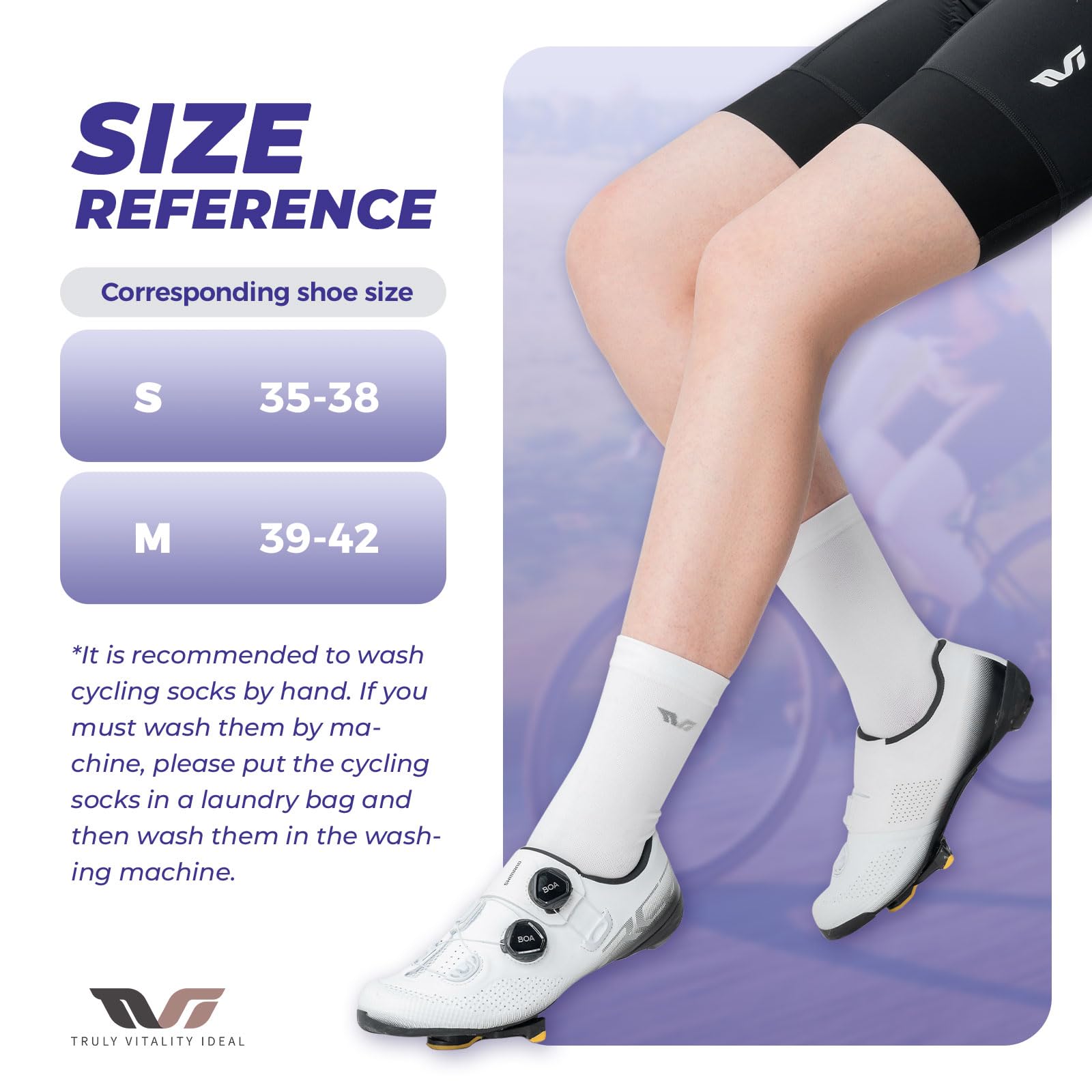 ROCKBROS TVI Chaussettes de Sport Femme Lot de 2, Socquette Courte Respirante Running Cyclisme Fitness Taille S/M