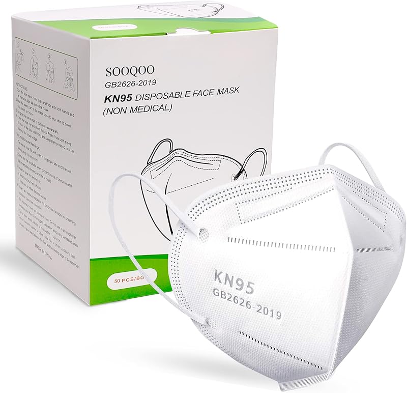 SOOQOO 50 Pcs KN95 Face Maks for Audlts (White)