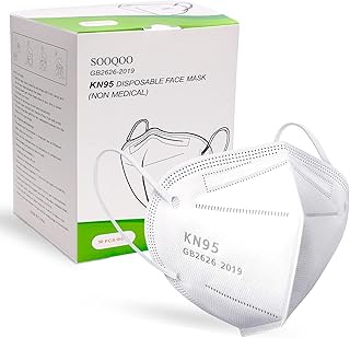 SOOQOO 50 Pcs KN95 Face Maks for Audlts (White)