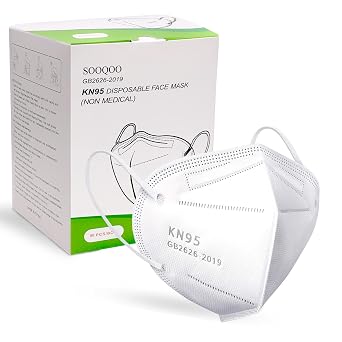 SOOQOO 50 Pcs KN95 Face Maks for Audlts White