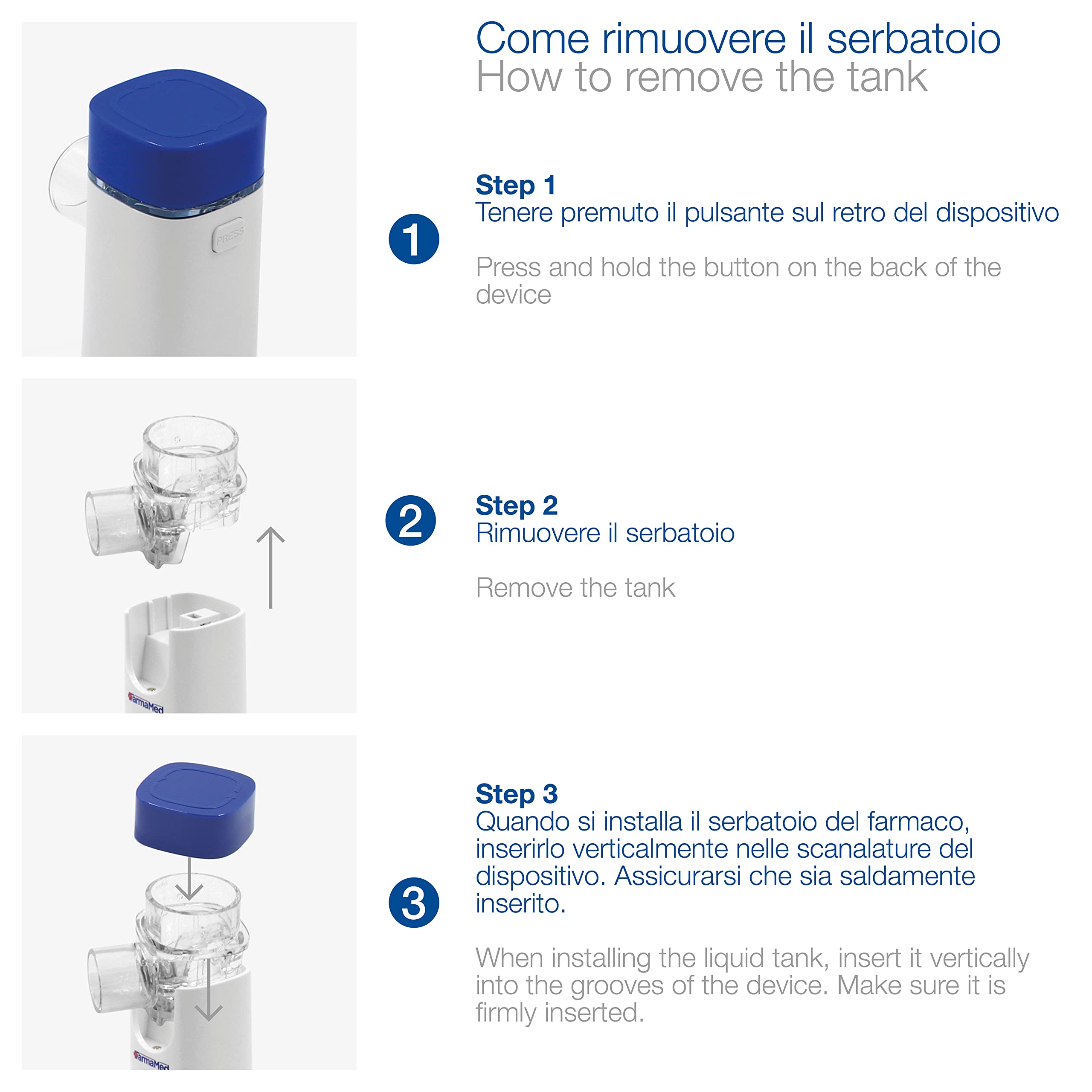 FARMAMED Aerosol Nebulizzatore Tecnologia Mesh Silenzioso Portatile per bambini e adulti con boccaglio e maschere, Batteria ricaricabile con cavo USB, Regolazione flusso vapore