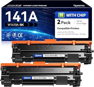 Quomo 141A Toner Cartridge with chip (2-Pack) High Yield Compatible for HP 141A W1410A Black LaserJet Toner Cartridges use with HP Laser Jet MFP M110w M139w M140w Series