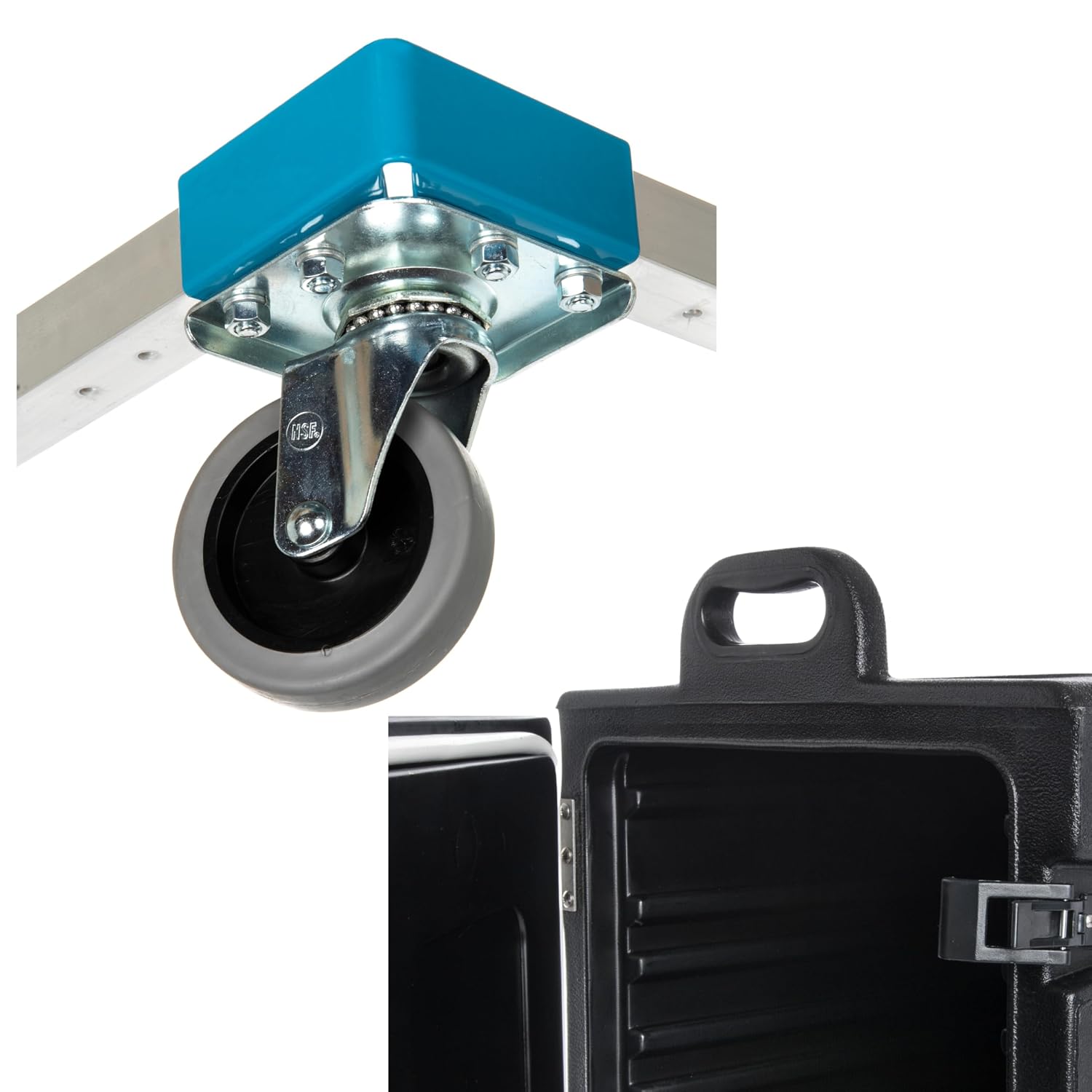Carlisle PC300N03 Cateraide End-Loading Insulated Food Pan Carrier, 5 Pan Capacity, Black + Cateraide PC300N End-Loading Food Pan Carrier Dolly, Aluminum