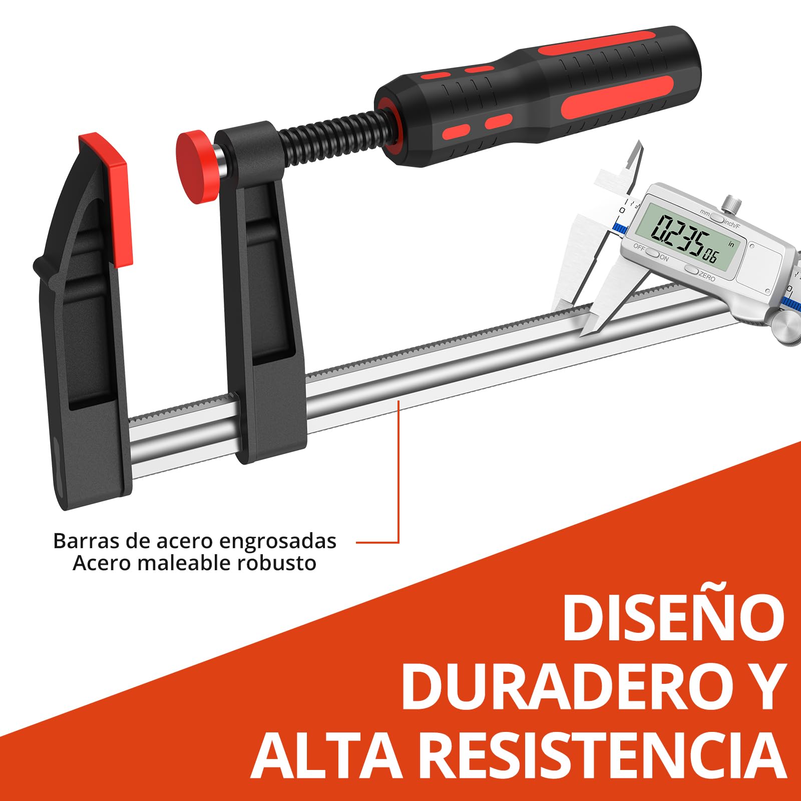 GETLITOOL 4 piezas Sargentos 300mm, Profundidad 80mm, Alta Resistencia 270kg, para Carpintería Profesional y Bricolaje (2pcs 6'' 2pcs 12'')