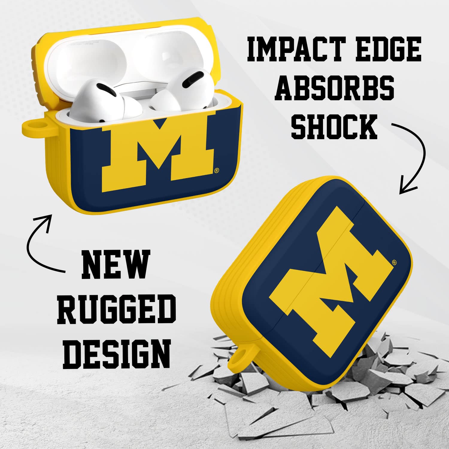 AFFINITY BANDS Michigan Wolverines HDX Case Cover Compatible with Apple AirPods Pro 1 & 2 (Classic)