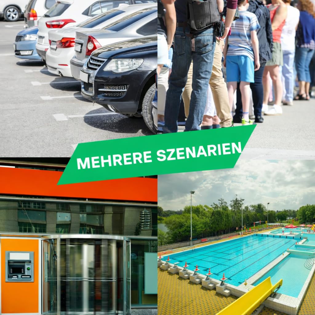 6-teiliges Set 102 cm Absperrpfosten, Verkehrsleitpfosten mit Kunststoffketten und wasserbefüllbarem Sockel für Parkplätze, Warteschlangen- und Menschenmengensteuerung (Schwarz)