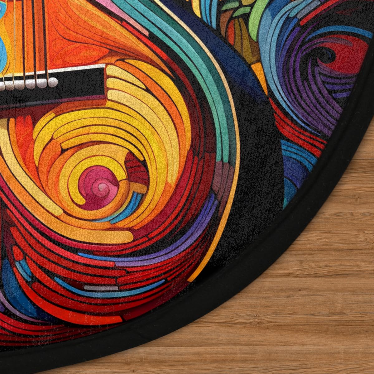 Circle Music Rug Oil Painting Cello Round Area Rug Bedroom 5.2 Ft, Cool Music Circle ...