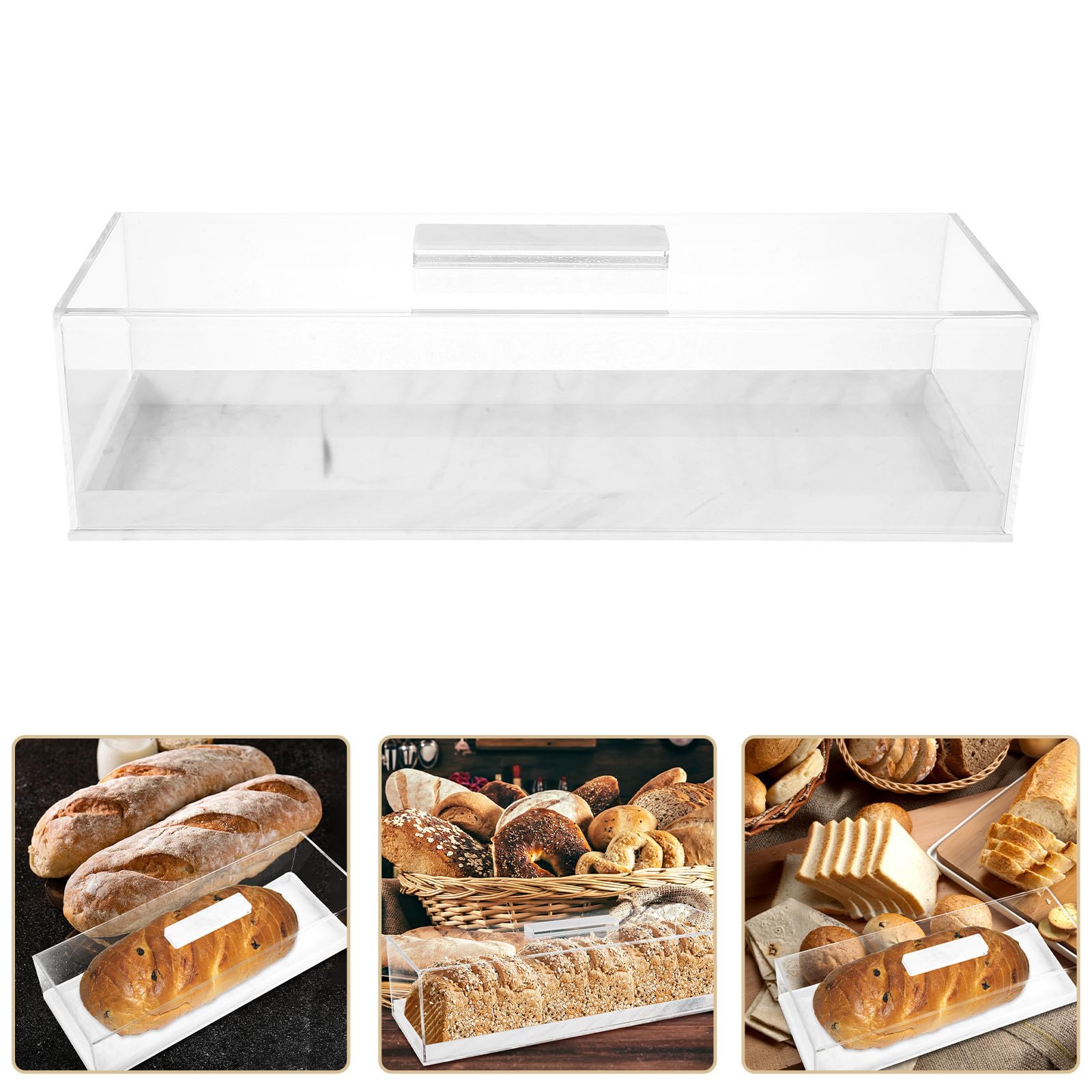 INOOMP Bandeja Rectangular para Tartas con Tapa Transparente Plato Acrílico Multiusos para Exhibir y Servir Postres Frescos Fiestas y Bodas