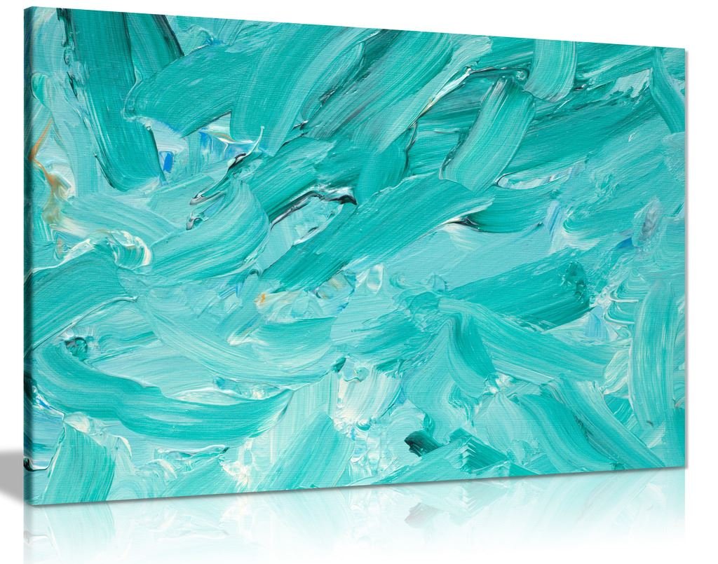 Panther Print Teal Acrylic Painting Reproduction Canvas Wall Art Picture Print (36X24)