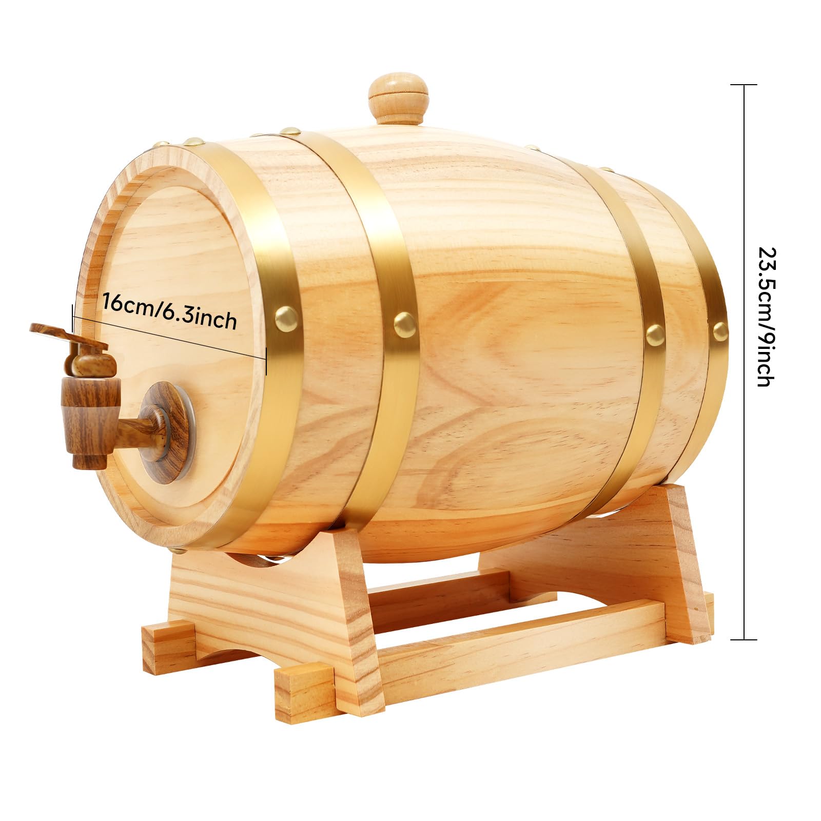 Barril de vino de madera de 3 litros con caballete y grifo, barril de whisky para almacenamiento de whisky, vino