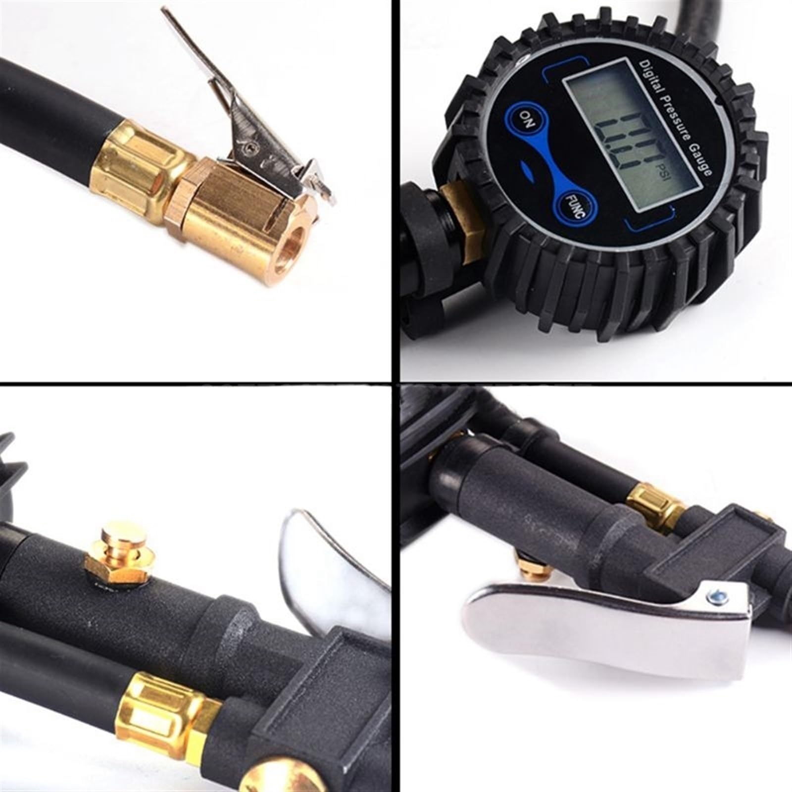 Manometre Pression Pneu Coupleur de connexion rapide de pompe de compresseur d'air de jauge de pression de gonfleur de pneu numérique for la moto de camion de voiture Gonfleur Pneus Voiture (Color :