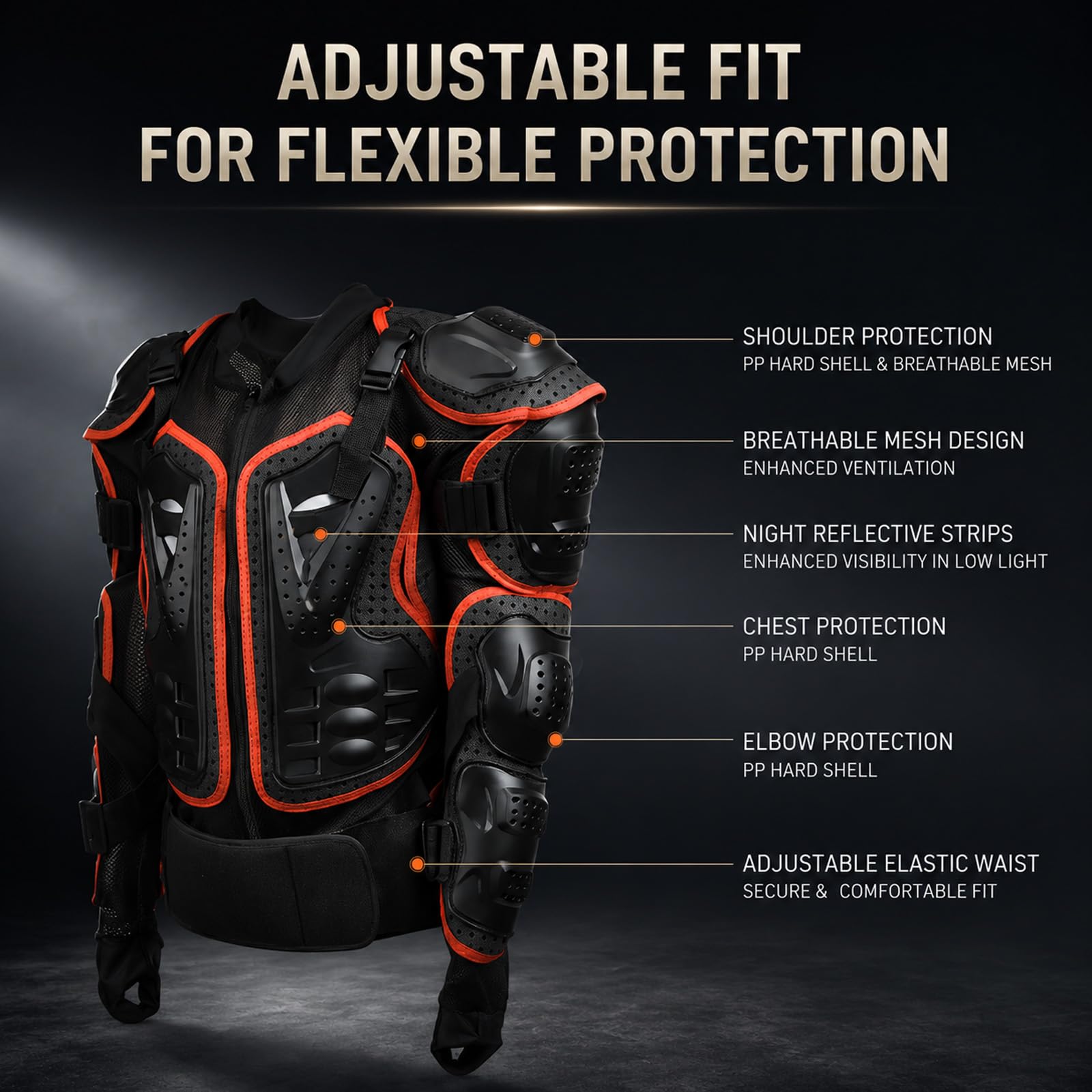 Giacca Protettiva Moto Uomo CE Livello 2 Attrezzatura Completa Motocross con Protezioni Petto Schiena Spalla Gomito Traspirante Regolabile ATV Fuoristrada Equipaggiamento da Guida Off Road