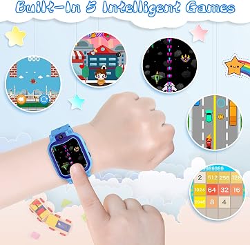 Kids Smart Watch Boys 3-10 Year,Touchscreen Children Digital Watch with Camera Mp3 Pedometer Games Boys Watches Toys Christmas Birthday Gifts- Blue