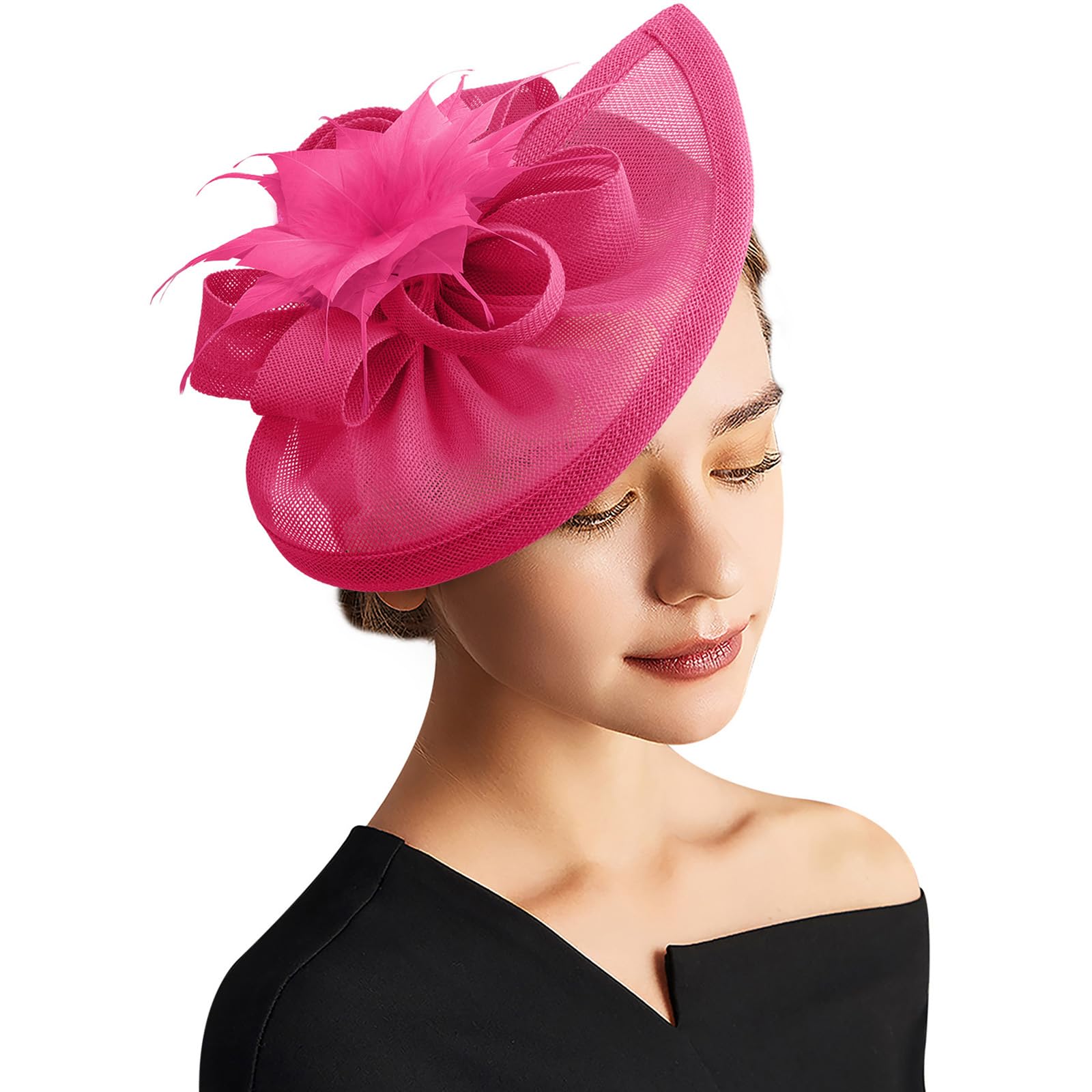 DRESHOW Fascinator Hats Tea Party Hat Vintage Pillbox Hat Headband Cocktail Headwear for Girls and Women