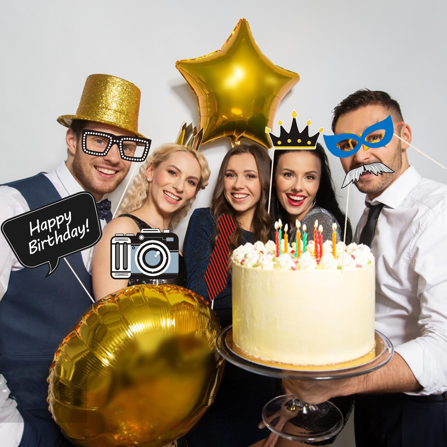 35 accessori per foto a tema Insta, per feste e selfie, con emoji e bolla di discorso, accessori per foto, fai da te, per compleanni, lauree, festival, anniversari, matrimoni, eventi, decorazioni per
