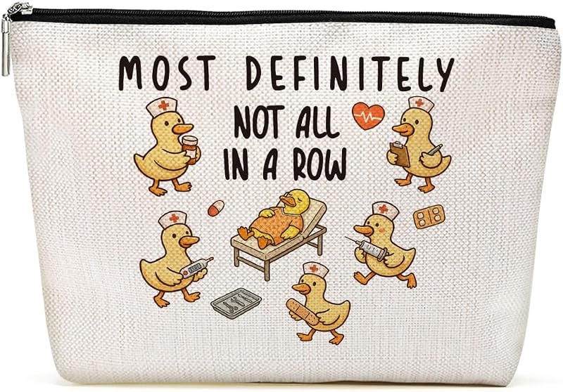 Necessaire de maquiagem EEooooX com estampa de pato, algodão, zíper, Duck 996