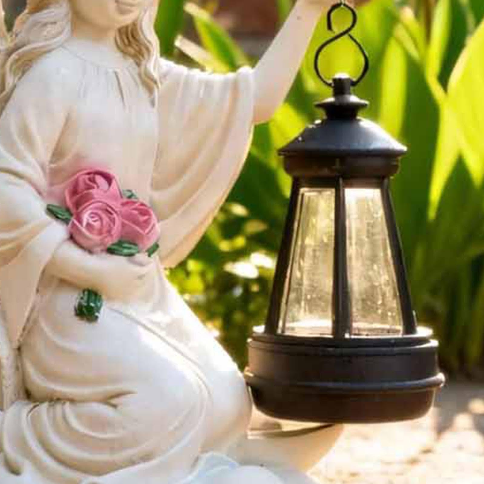 MagiDeal Estatua de ángel para Jardín con Luz Solar, Luz Nocturna para Granja, Figura para Exteriores