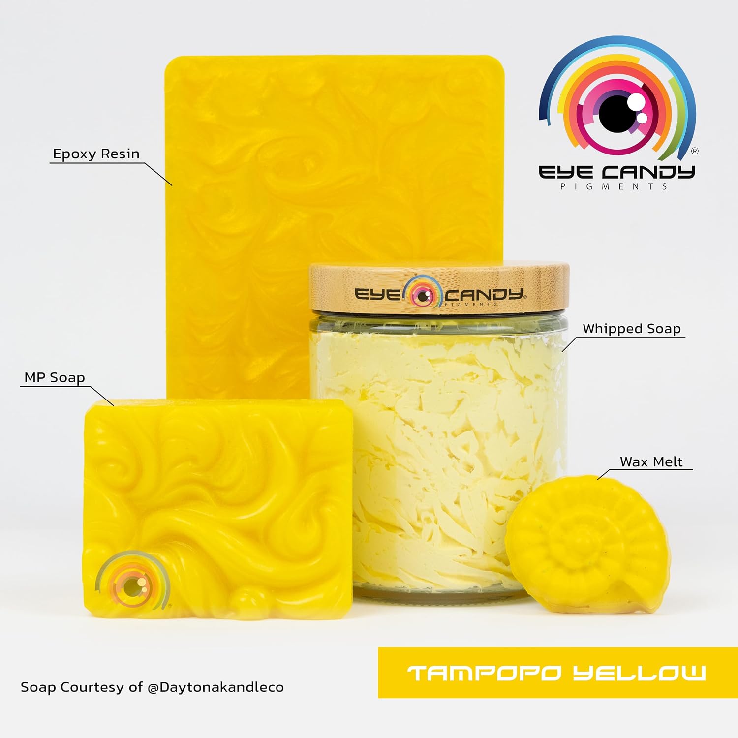Eye Candy Pigments Premium Yellow Mica Powder - Tampopo Yellow (50gr) - for Epoxy, Resin, Soap, Paint, Woodworking, Acrylic Pouring, Bath Bombs, Fishing Lures - DIY Arts and Crafts Additive