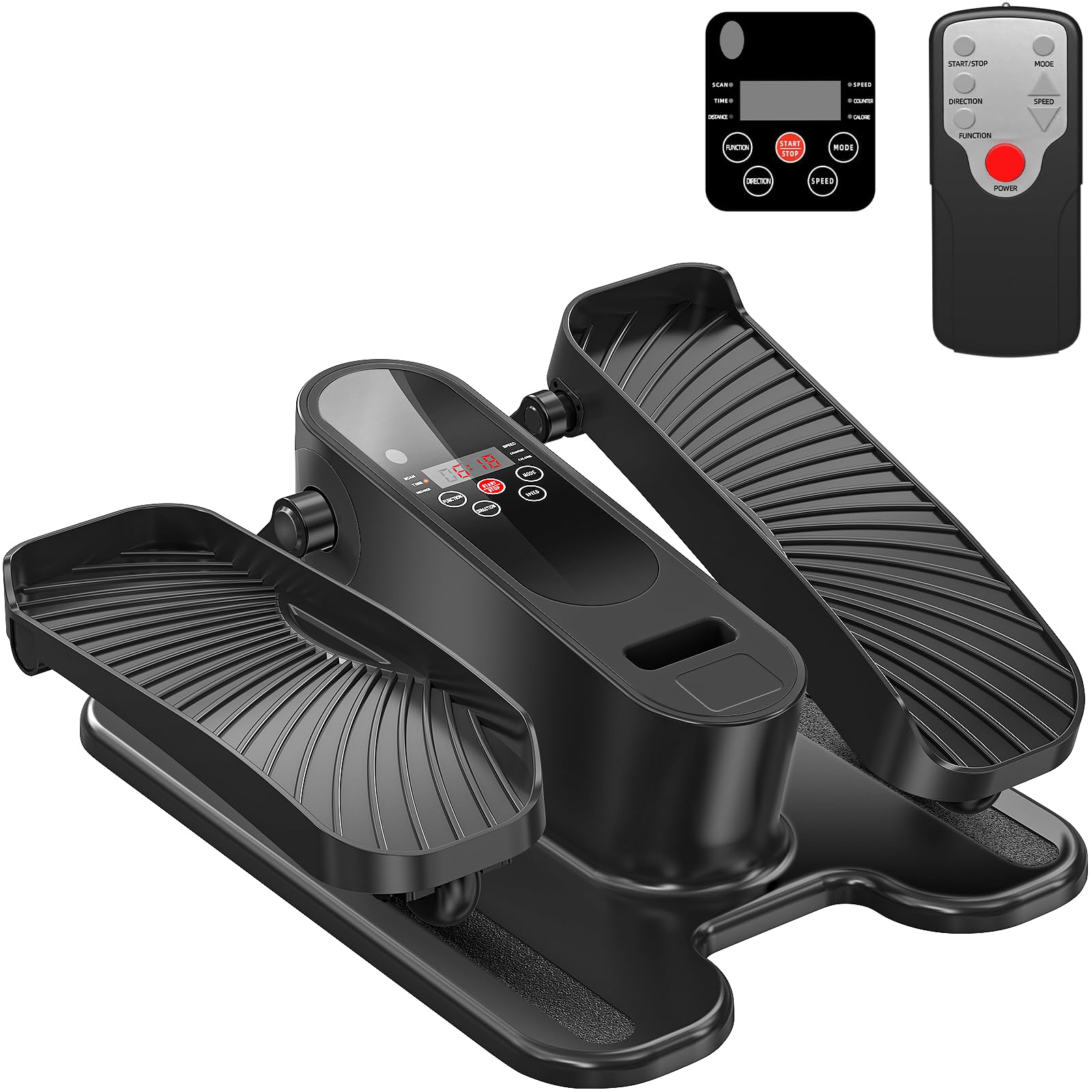 Under Desk Elliptical Machine, Electric Seated Leg Exerciser for Seniors, Adjustable Speed & Low-Impact Design, Quiet Portable Trainer with Remote Control for Home Office (Black-T3)