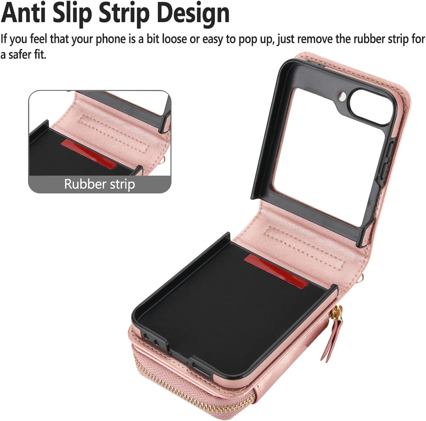 Asuwish Phone Case for Samsung Galaxy Z Flip 6/Z Flip 7 FE 5G Wallet Cell Cover with Wrist Crossbody Strap Stand RFID Blocking Credit Card Holder Slim Slot Z6 G Flip6 ZFlip Flip7 Women Girls Rose Gold
