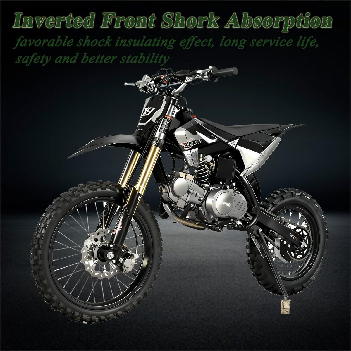 X-PRO X9 125cc Dirt Bike Adults Pit Bike 125 Pitbike,Big 17"/14" Tires! (Yellow)