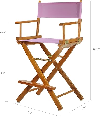 Miniatura 3 de Casual Home 220-05021-22 - Silla de director de 24 in, marco de roble miel, con lona color rosa, altura de mostrador