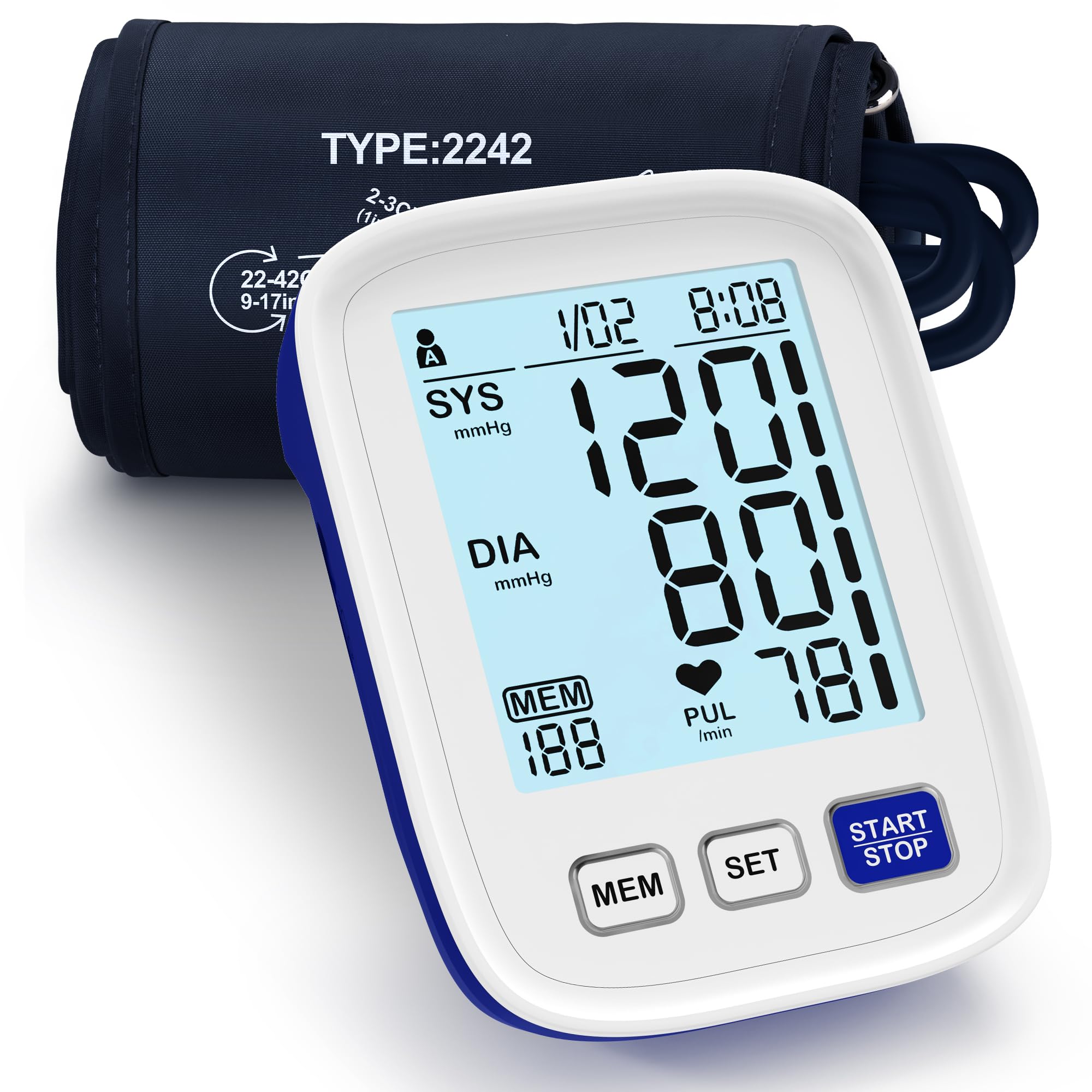 Upper Arm Electronic Blood Pressure Monitor, 9-17 Inches Cuff for Medium to Large Arms, Accurate Automatic Digital BP Machine for Home Use, Large Backlit Screen, 3 Users,199 Memories Each-image-46