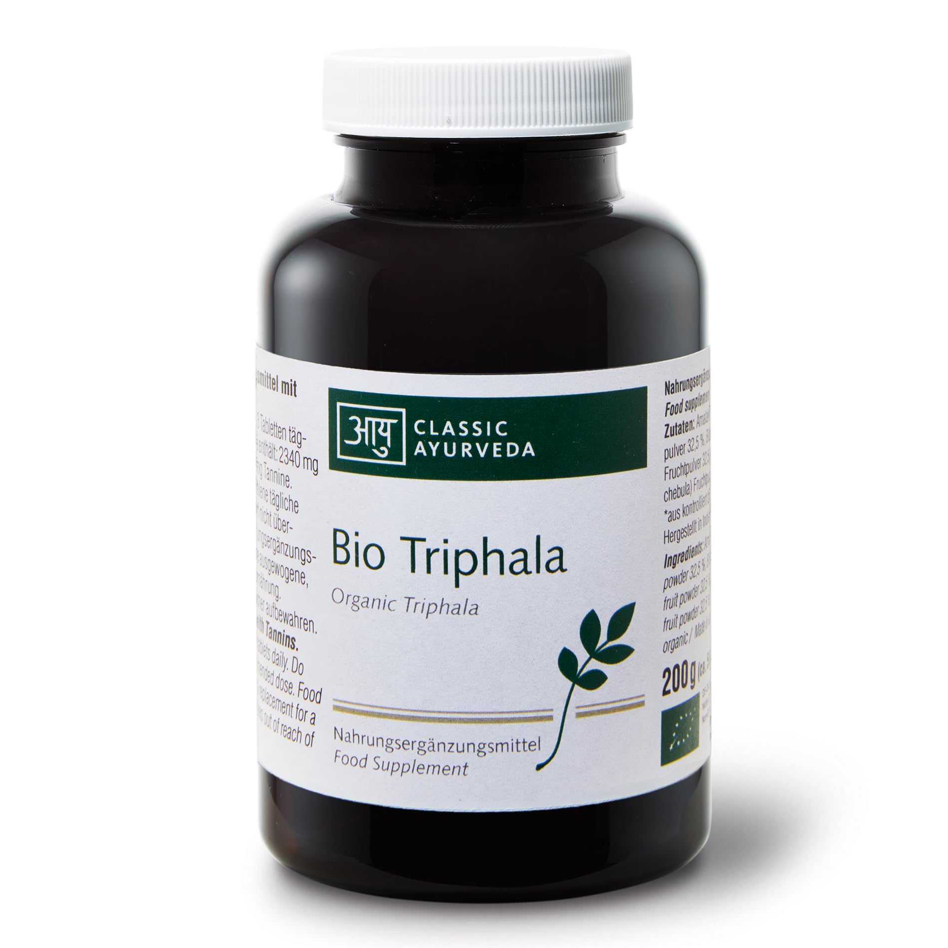 Classic Ayurveda - Bio Triphala Presslinge, 1er Pack (1 x 200g; ca. 500 Tabletten) - BIO