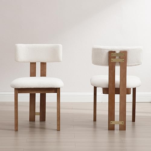 Miniatura 32 de Wahson Juego de 2 sillas de comedor estilo granja, sillas de cocina modernas de mediados de siglo tapizadas en carbón con patas de madera negra,