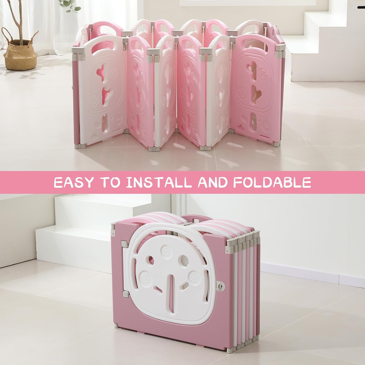 Baby Playpen,Foldable Playpen for Babies and Toddlers,Kids Activity Centre Safety Play Yard,Safety Gates for Indoor&Outdoor,Toddler Fence Play Area,Portable, Educational, 14 Panels