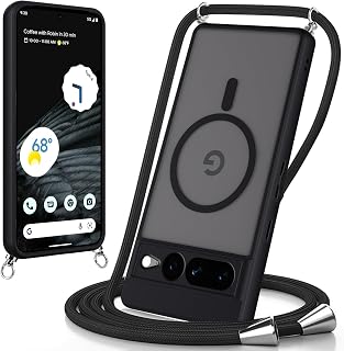 Coiwxmoi Magnetisch Handyband Hülle mit Band für Google Pixel 7 Pro,Schwarz