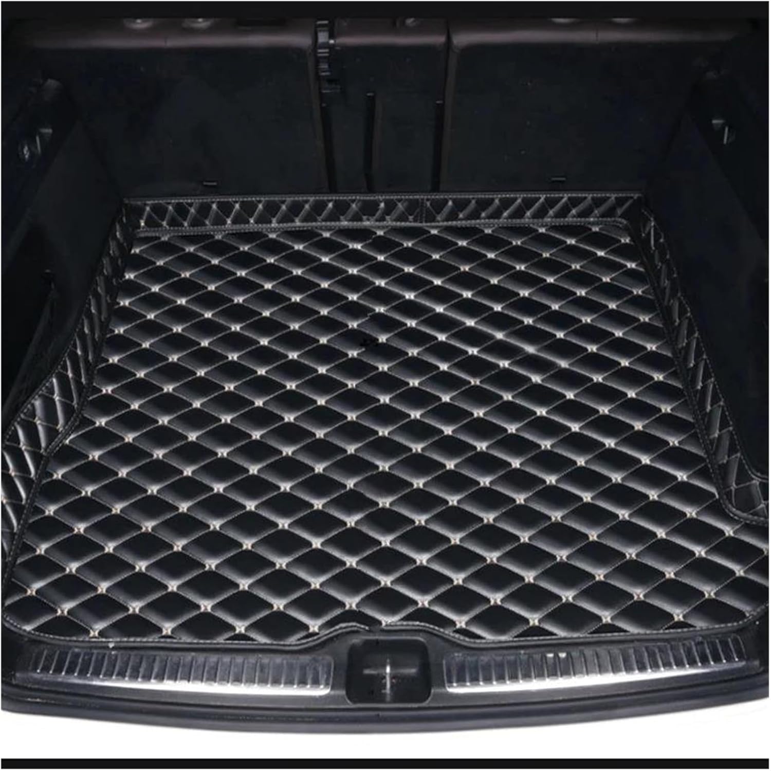 Car Boot Protector for Jaguar for F-PACE for F-Type Coupe 2013-2021 Durable Leather Carpet Protective Pad Car Trunk Mats Fully Surrounded Trunk Mat(Black andBeige)