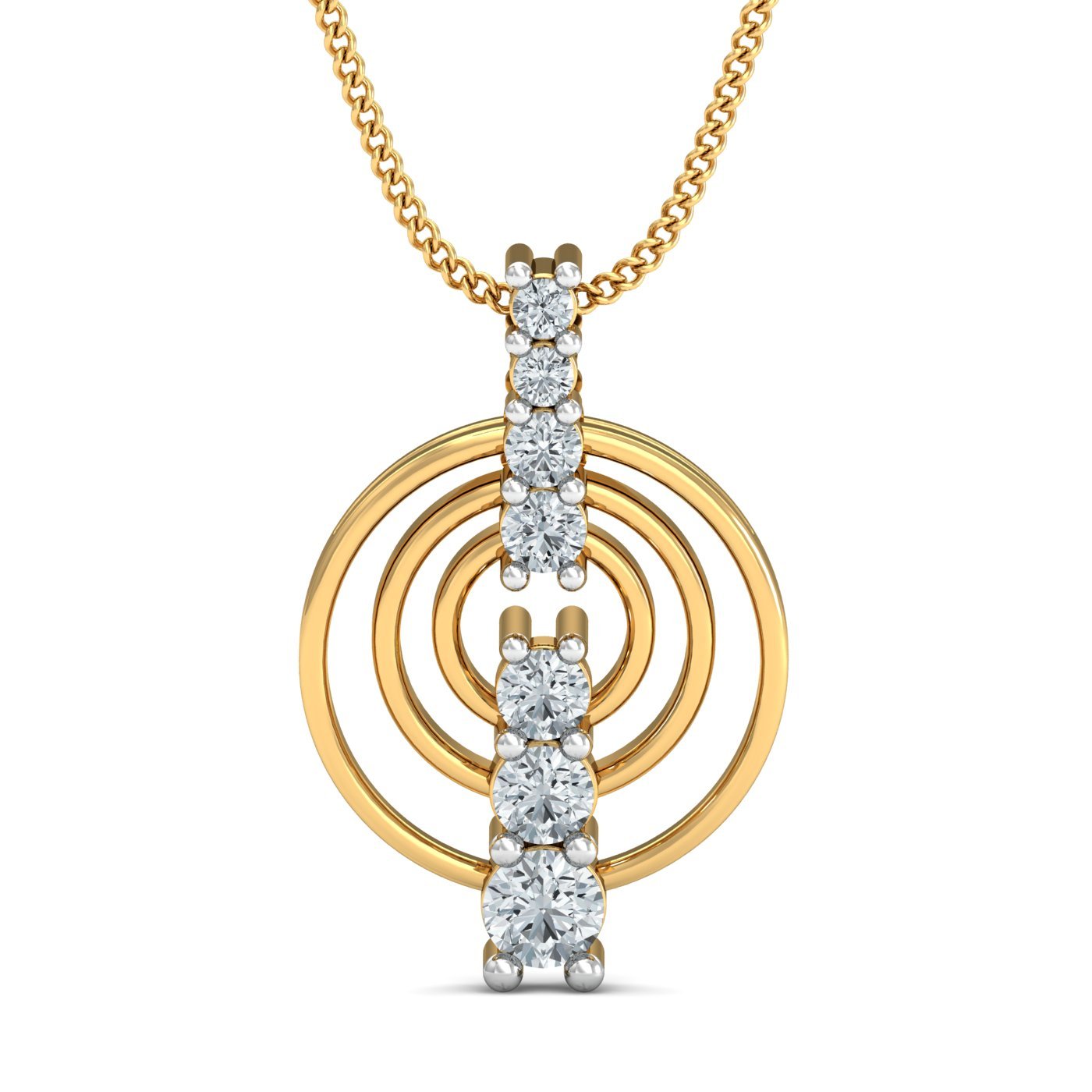 18KT Yellow Gold Tri Corrilo Pendant for Women-image-43