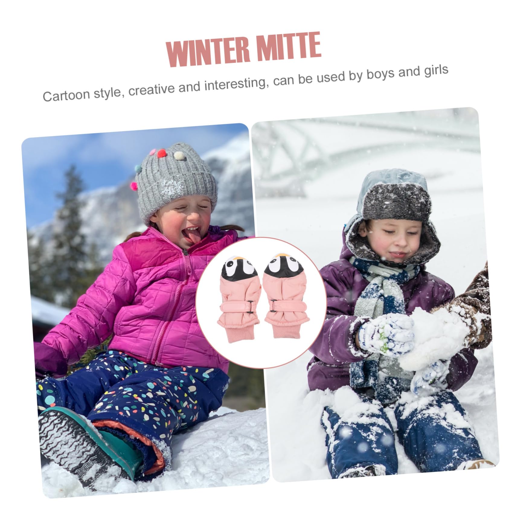 Healeved Winter Mitten Gloves for Boys and Girls Snow Gloves for Children 1 Pair Cartoon Style Comfortable for Boys Girls