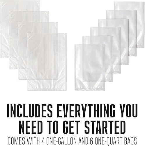 Miniatura 5 de Weston Máquina compacta selladora al vacío de alimentos, potente bomba de 23 pulgadas de Hg, para bolsas de hasta 11 pulgadas de ancho, 100 vatios,